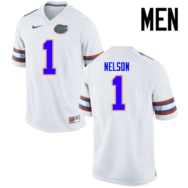 NCAA Florida Gators Reggie Nelson Men's #1 Nike White Stitched Authentic College Football Jersey ZQE7864OQ